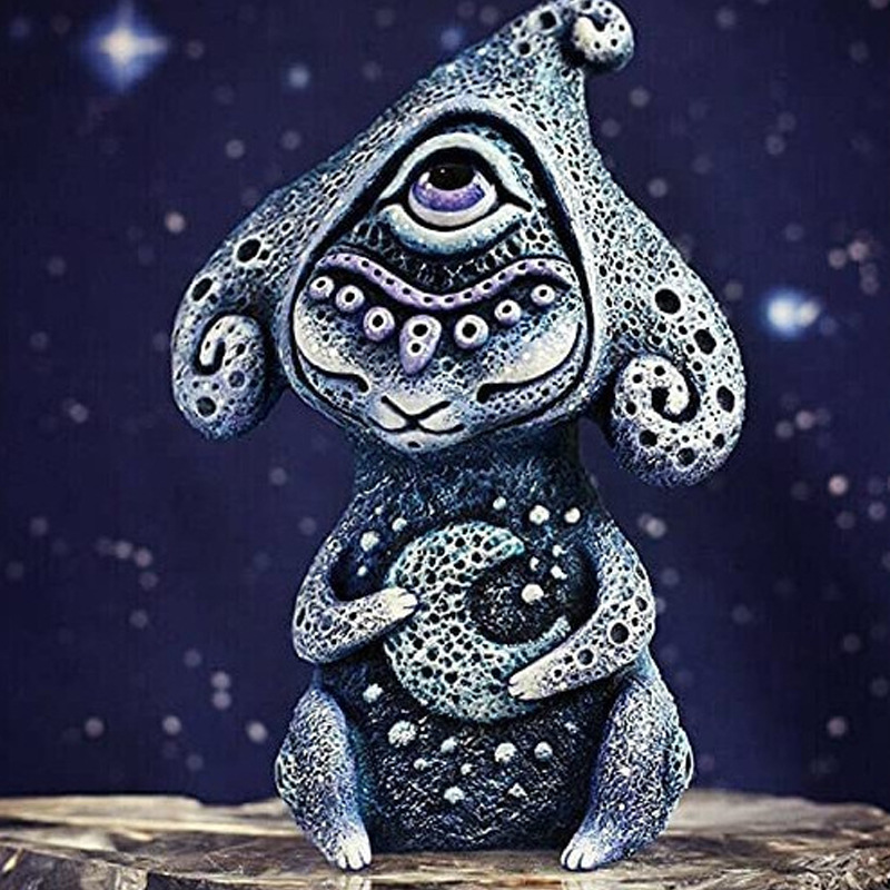 Cross-border New Biological Fantasy Resin Ornaments Garden Sculpture Crafts Three Eyes Alien Home Decoration Set