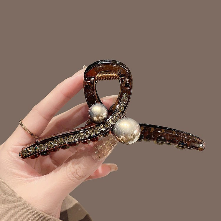 Nuovo stile luce lusso pieno diamante perla squalo clip grande updo fermaglio per capelli di alta qualità semplice cucchiaio posteriore coda di cavallo accessori per capelli per le donne_voghion.com