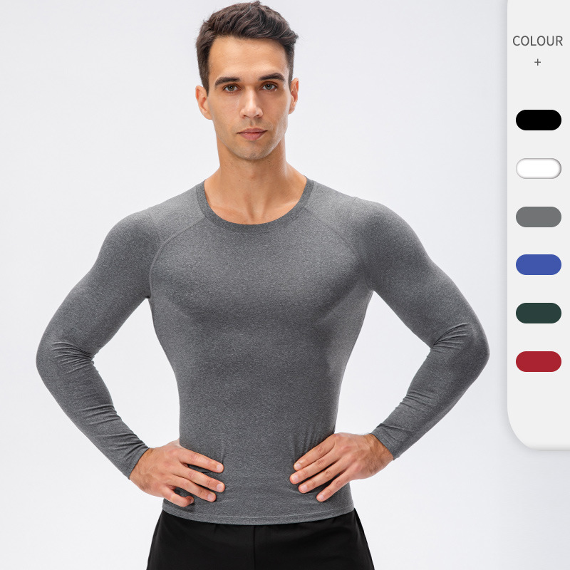 Men's Autumn and Winter New Sports Long-sleeved Outdoor Running Tight-fit Training T-shirt High Elasticity Quick-drying Fitness Suit 11515