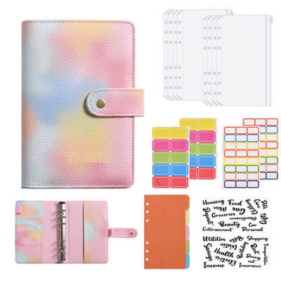 Spot cross-border A6 Macaron notebook Magic Pearl paper paste PU hand book A7 loose-leaf book cash budget book