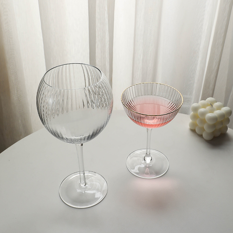 Striped Crystal Red Wine Glass Burgundy ins Style Thin Personalized Champagne High Foot Couple White Grape Light Luxury Color Value
