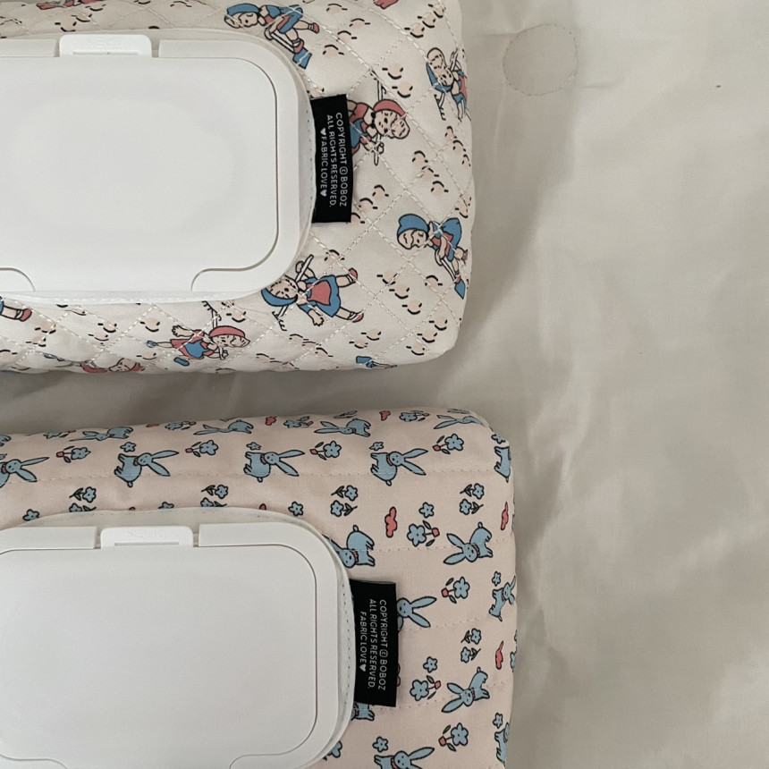Ins Korean Style Floral Series Wipes Bag Quilted Wipes Cotton Bag Portable Hanging Flip-on Removable Tissue Bag