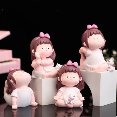 Cartoon cute yoga little cute girl sports girl car decoration birthday cake baking decoration student gift