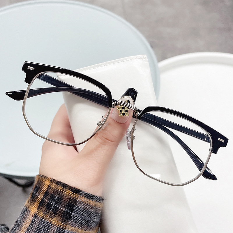 Duplex Handsome Half-frame Glasses Frame Men's Korean-style Sven Scum Myopia with Anti-blue Light Flat Eye Frame