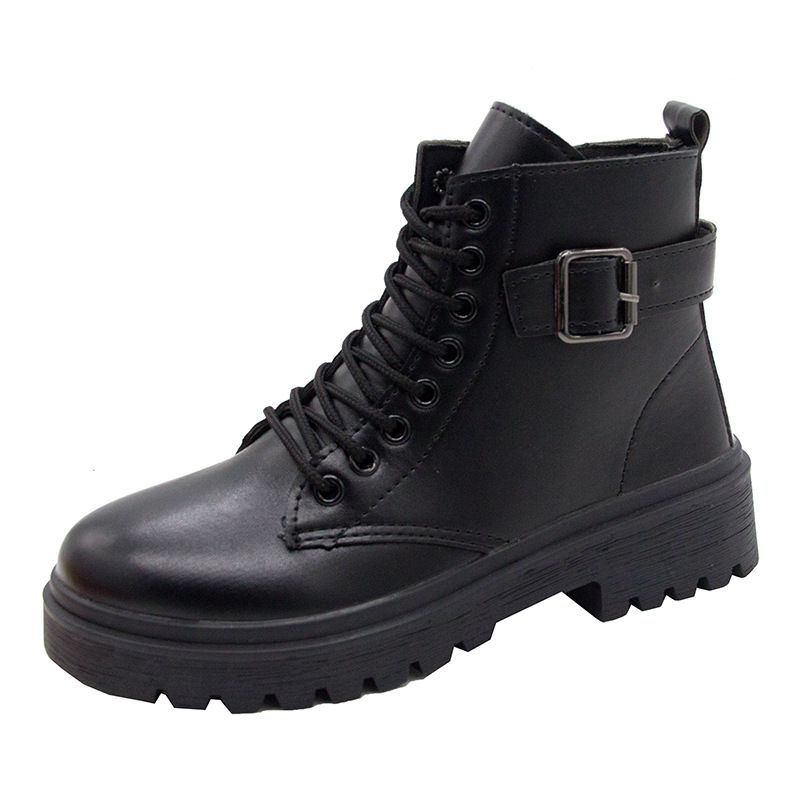 Modische, lässige Plateaustiefel mit dicker Sohle und Schnürung 2023 Neue europäische und amerikanische Damenstiefel mit dicker Sohle_voghion.com