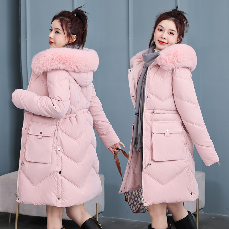 Down cotton-padded jacket cotton-padded jacket women's mid-length Korean-style waist slimming winter coat thickened cotton-padded jacket 2024 new fashion