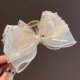 White lace bow grip clip