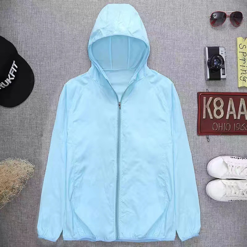 2023 sun protection clothing men's and women's skin clothing outdoor sun protection clothing breathable hooded cardigan thin coat men's solid color all-match