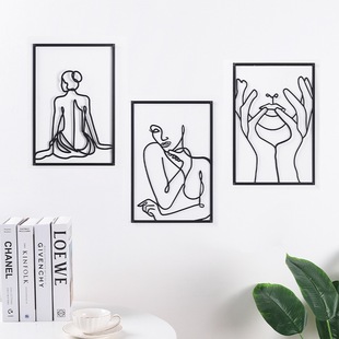 Factory self-selling European-style abstract female line iron wall hanging home living room porch wall decoration metal wall decoration