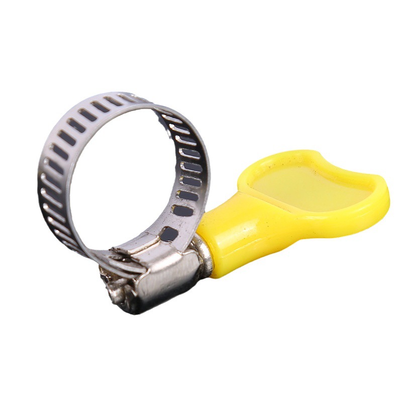 Factory direct 201 water pipe natural gas pipe American plastic hand screw handle with handle throat hoop buckle clamp