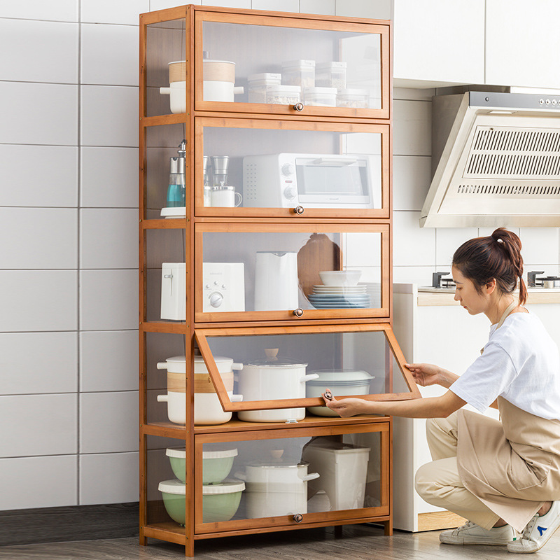 キッチン棚多層多機能床置き収納棚レストランリビングルーム家庭用整理組立移動棚子木|undefined