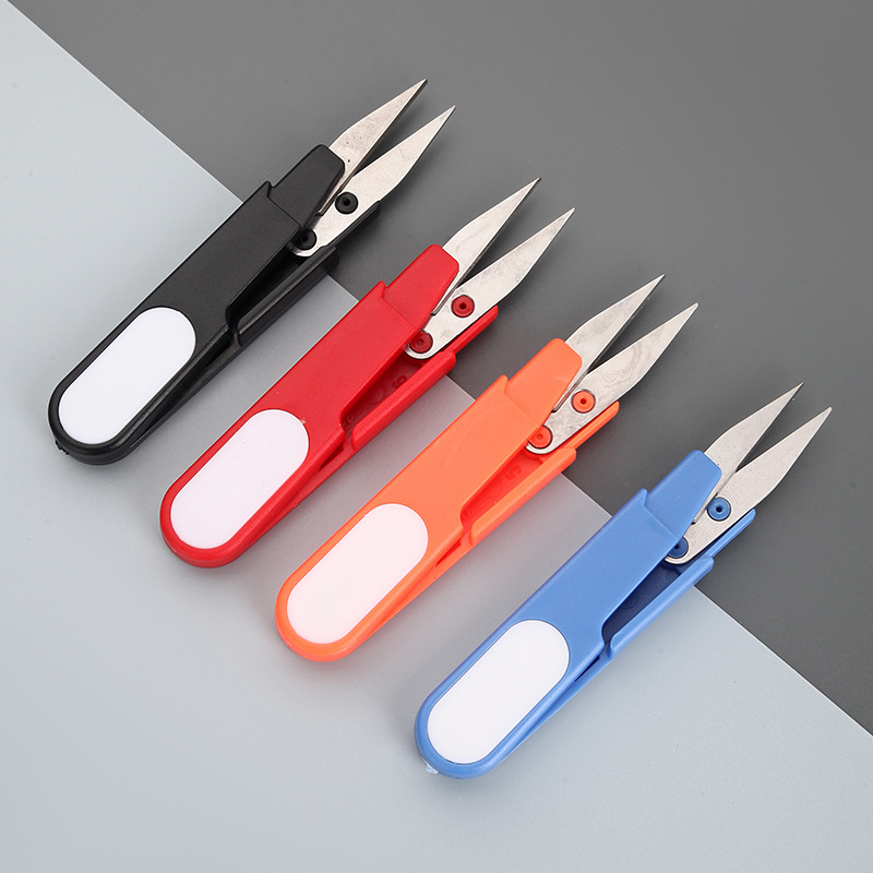 Factory Direct Sales small scissors with lid plastic yarn scissors fish thread scissors cross stitch scissors sewing tool thread scissors yarn scissors