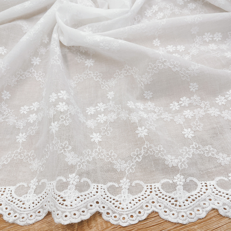 Cotton Jacquard Embroidered Fabric Lolita Skirt Cotton Children's Pajamas Lace Embroidered Cloth Clothing Lace Fabric