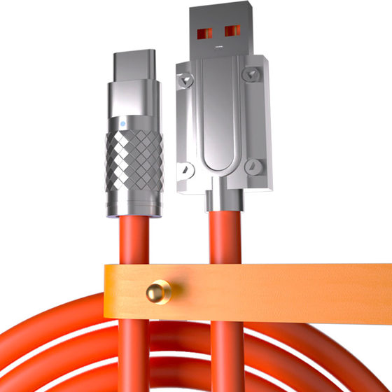 Suitable for 6A Apple Mobile Phone Data Cable type-c Charging Cable Three-in-One Android Huawei Fast Charging Machine Customer Cable Silicone