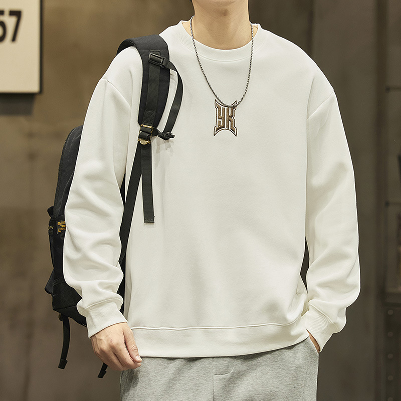 Heavy round neck sweater men's spring and autumn oversize American fashion brand loose long sleeve T-shirt student coat clothes