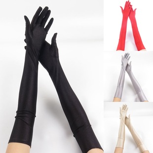 Summer Sunscreen Spandex Gloves Women's Five-Finger Thin Long Breathable Stretch Bike Bride Wedding Evening Dress Performance