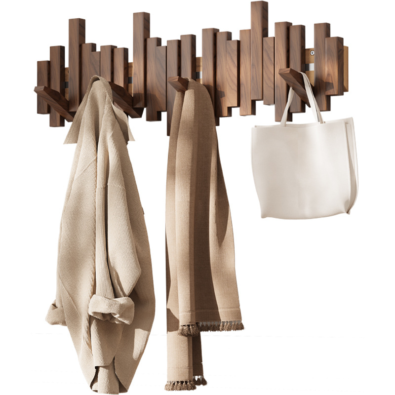 Piano Key Hanger Solid Wood Wall Hook Bedroom Entrance Entrance Door Storage Punch-Free Coat Rack