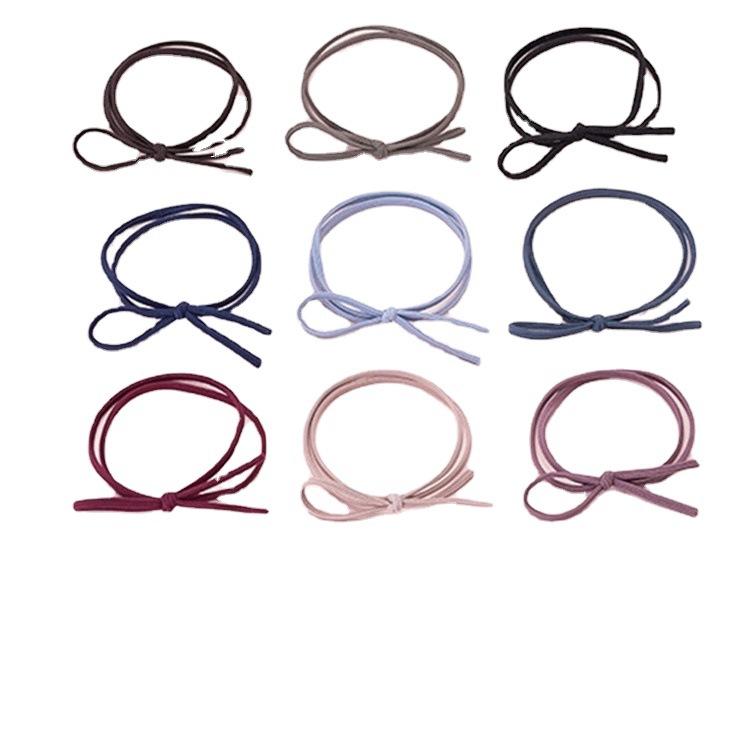 Korean Style Simple Fresh Style Basic Flat Line Hair Ring Bow Small Style Hair Accessories Hair Rope Partial Section Head Rope Rubber Tendon