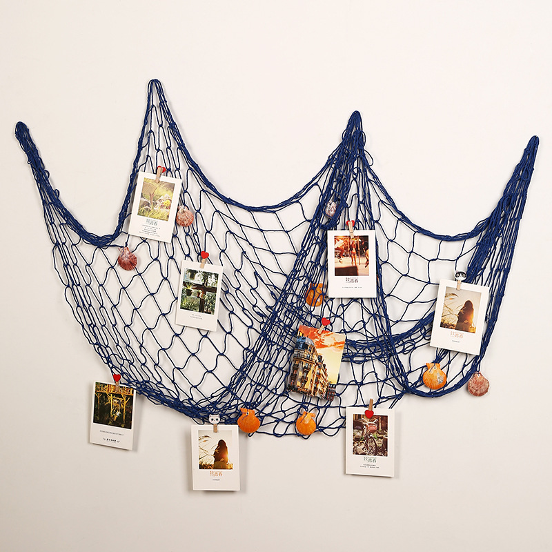 Mediterranean fishing net Photo Wall restaurant shop decoration kindergarten photo wall Ocean style message wall DIY