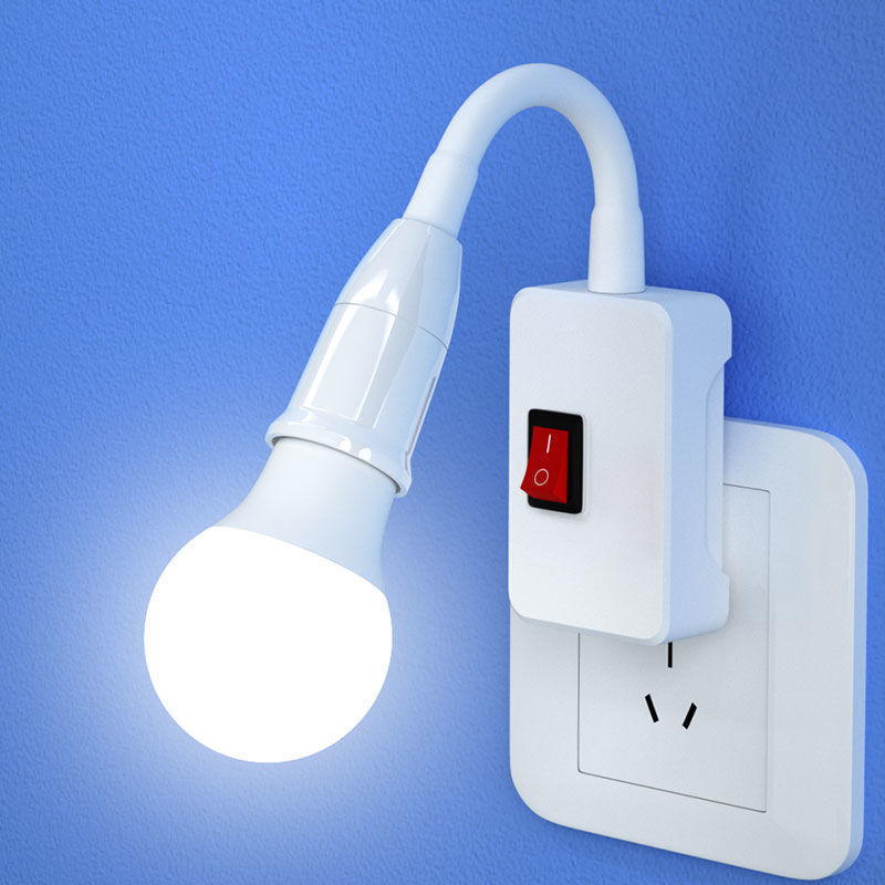LED energy-saving bulb bedside lamp wall lamp socket plug-in with switch bedroom super bright lighting direct night light
