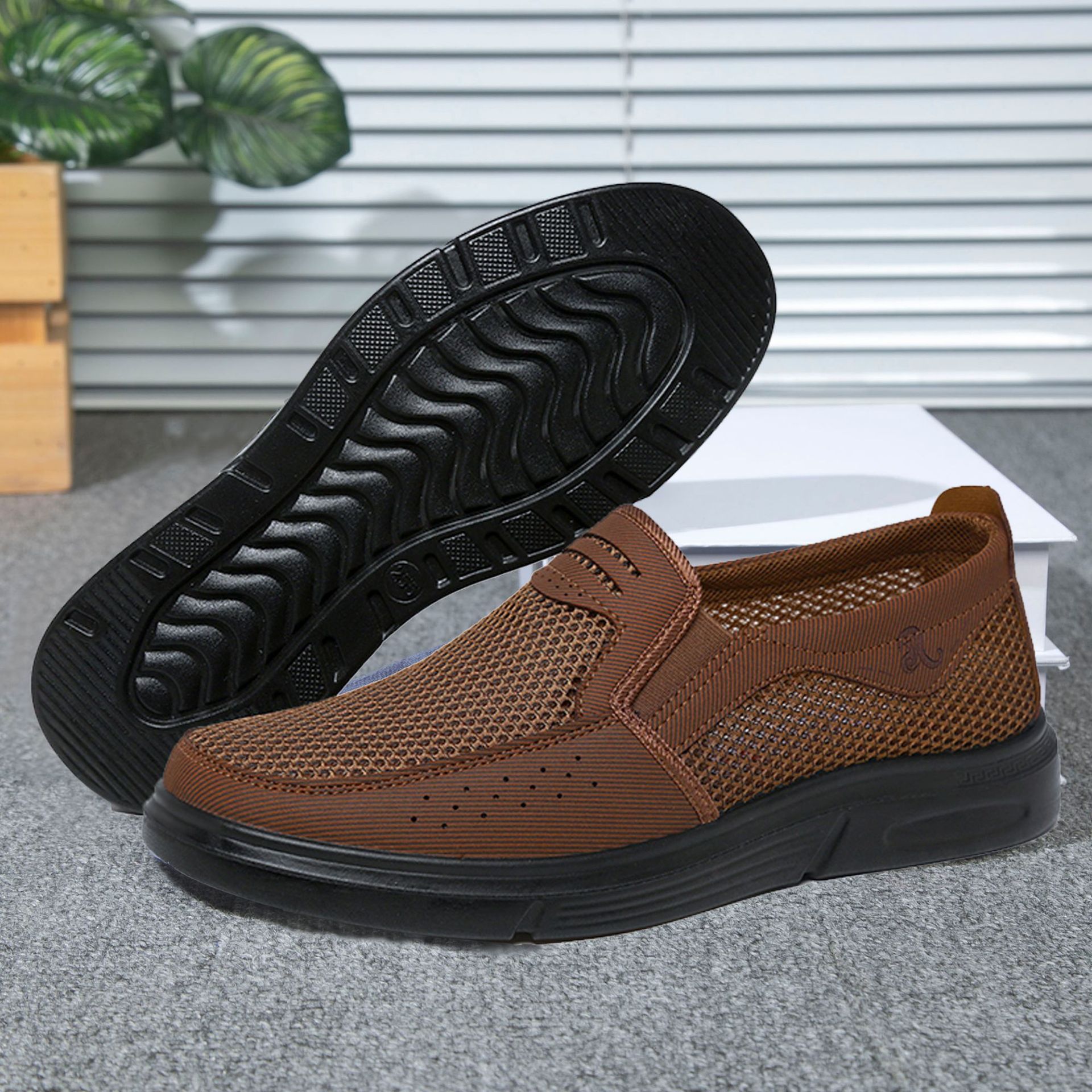 Hongfuyu Cross-border Large Size Old Beijing Cloth Shoes Men's Mesh Shoes Summer Middle-aged and Elderly Dad Casual Shoes Breathable Dad Shoes