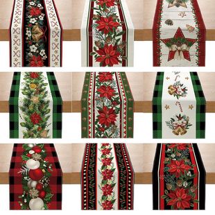 Cross-border Table Flag New Christmas Decorative Creative Printed Dining Table Decorative Cloth Christmas Holiday Kitchen Entrance Small Tablecloth
