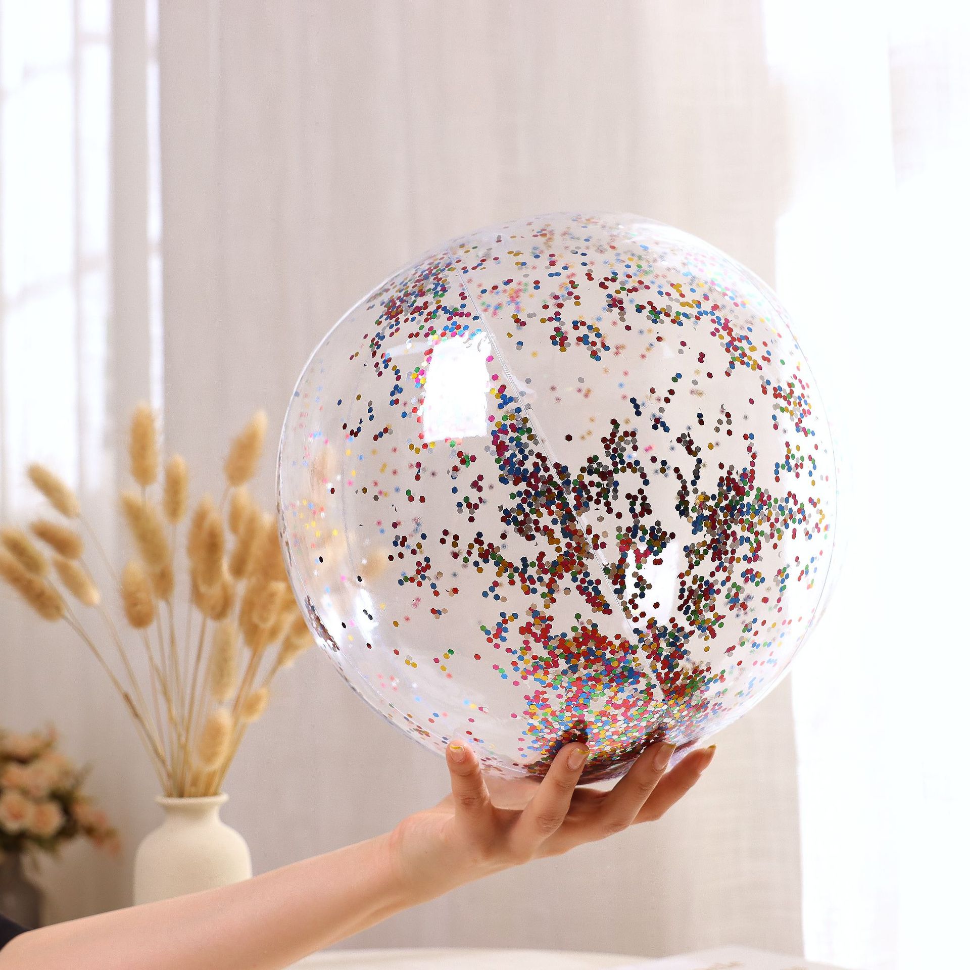 Spot supply ins Net red photo props inflatable sequins beach ball transparent PVC ball water toys