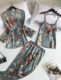 2023 new European and American color home dress nightgown three-piece fashion comfortable lace pajamas set Wholesale