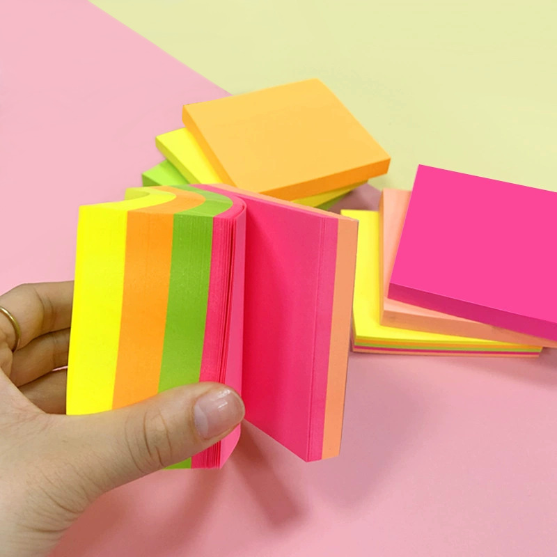 Fluorescent Post-it Notes Simple Tearable Solid Color Note Book Office Notes Note Paper Student N-time Notes