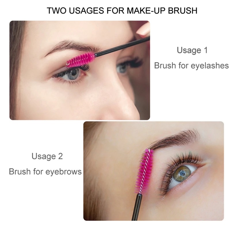 50 pc/pack factory disposable crystal rod eyelash brush nylon eyelash comb eyelash curl eyebrow brush makeup brush