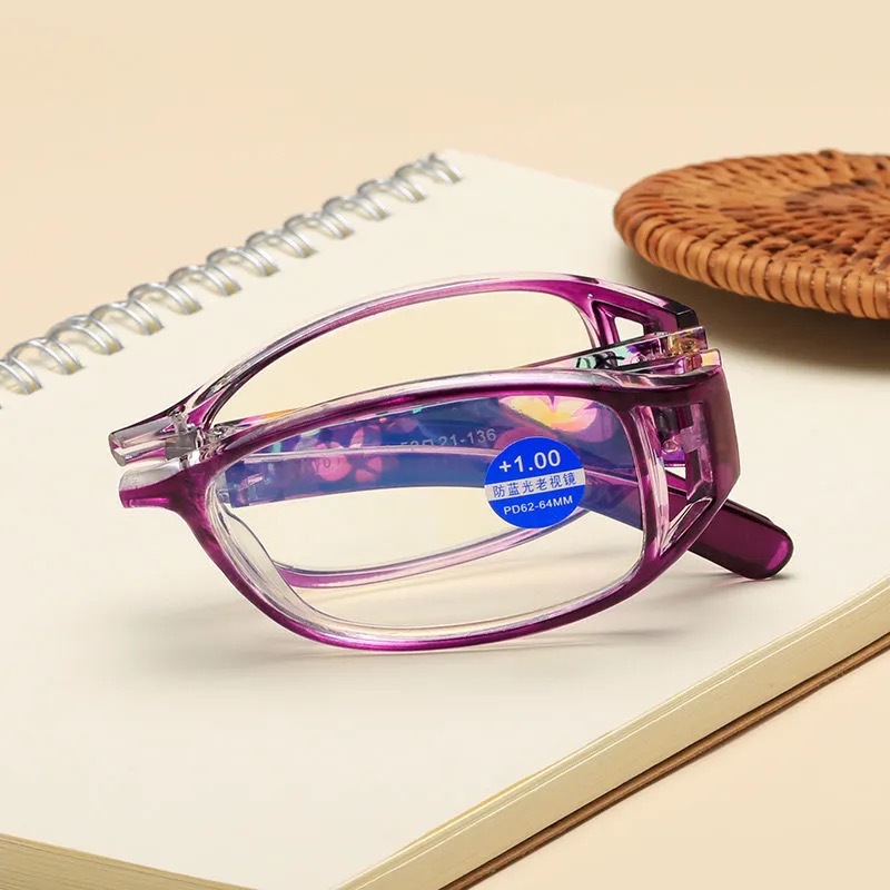 Anti-Blue Light Foldable Presbyoscopic Glasses Women's High-Definition Ultra-Light Fashionable Portable Anti-Blue Light Presbyoscopic Glasses for the Elderly