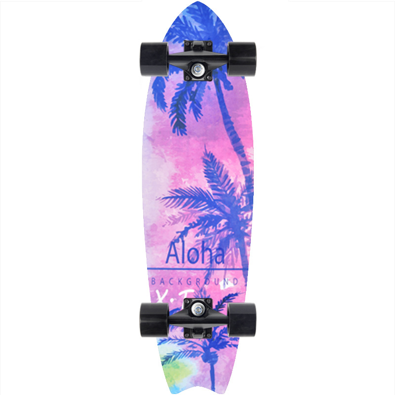 28 inch maple small fish Board children Brush Street road beginners four-wheel skateboard single rocker skateboard