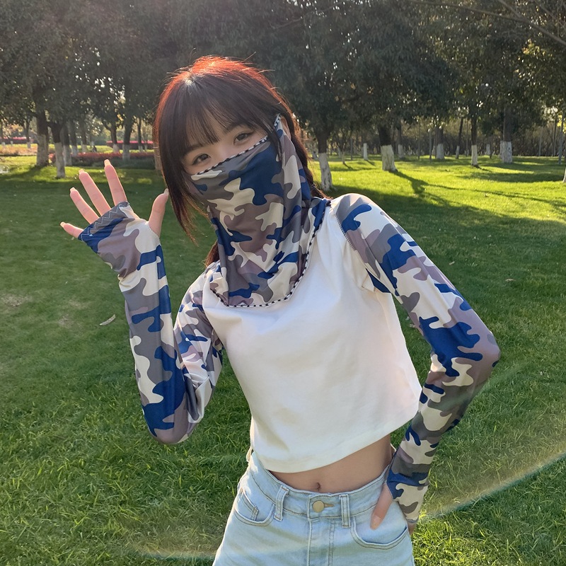 Cycling Ice Silk Sunscreen Shawl Outdoor Summer Women's Mask Integrated Shoulder Sleeve Neck Shade UV Protection Sleeve