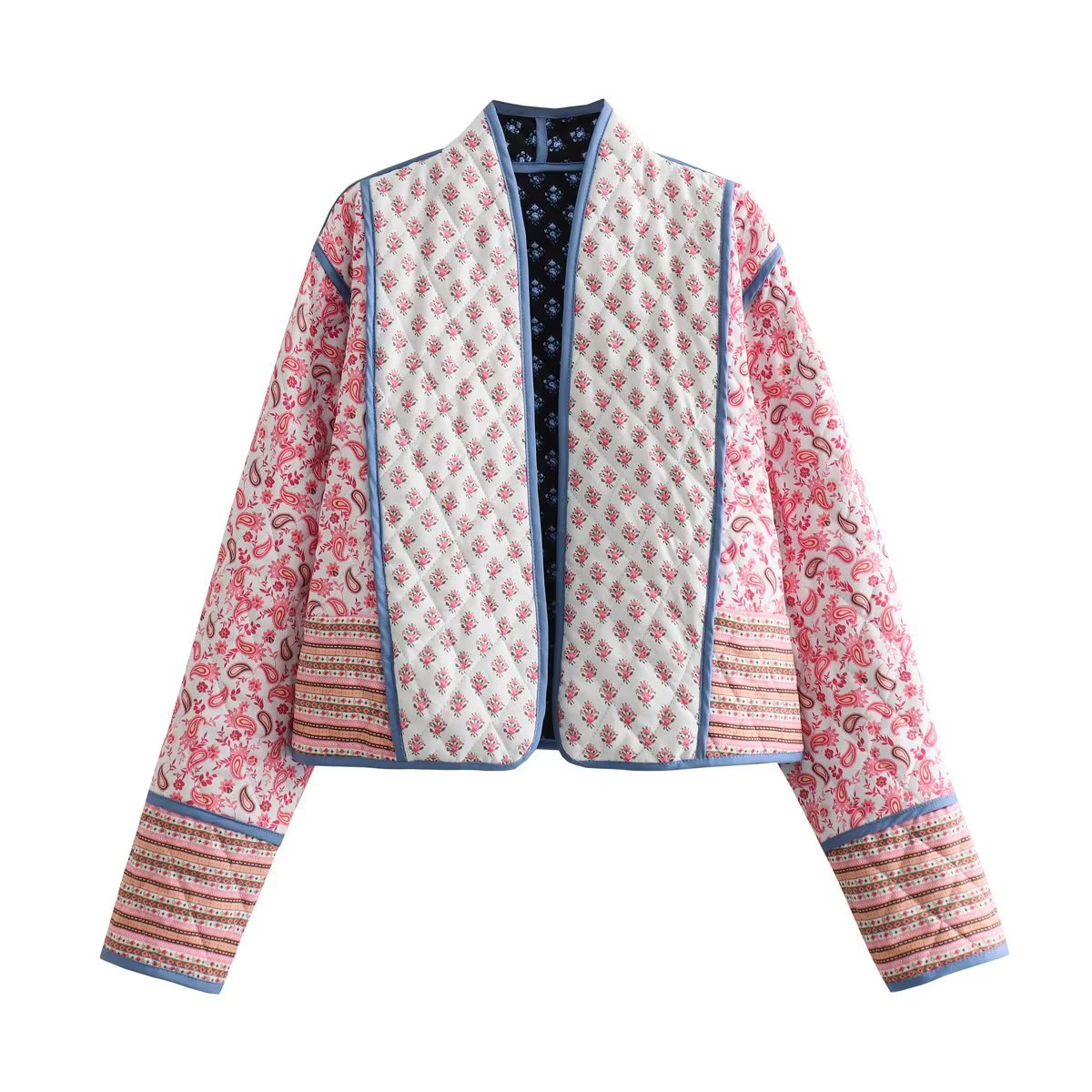 2023 autumn new European and American cross-border women's clothing street fashion double-sided printed cotton coat w063 2765