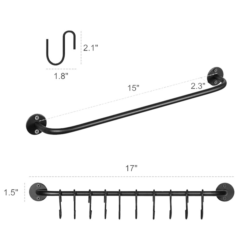 Cross-border new multi-functional hanging pole simple wrought iron clothes hat storage pole with hook kitchen bathroom towel rack