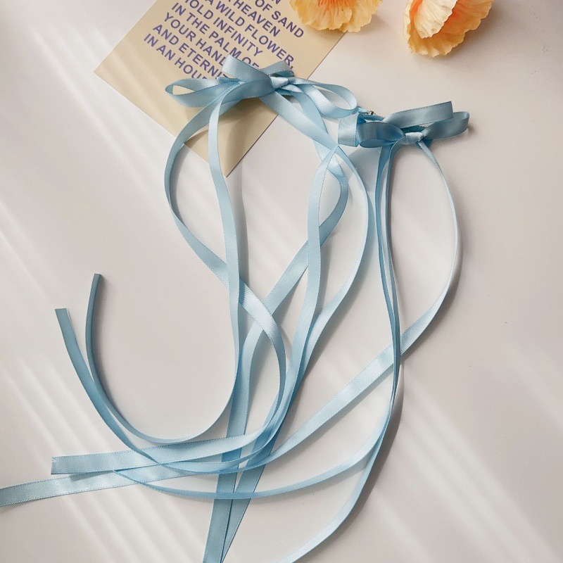 Sweet girl double ponytail tie hair polyester ribbon headdress pink strap tie hair rope bow ribbon braided hair