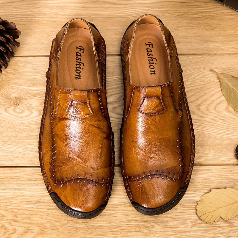 Cross-border Men's Casual Leather Shoes Men's Real Cowhide Formal Leather Shoes Men's Gentleman's Shoes Brock Flower Fashion Large Size