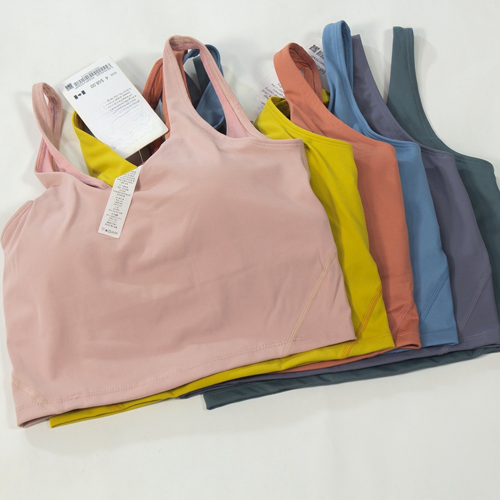Yoga Clothing Nylon Women's Sports Vest U-shaped bra Bright Back Bra Fitness Jogging Lined Vest with Chest Cup