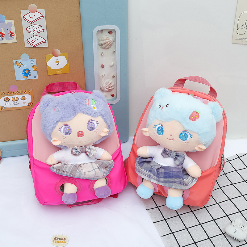 New Cartoon Doll stitching children's bag Cute Princess Doll Girl kindergarten school bag backpack factory wholesale