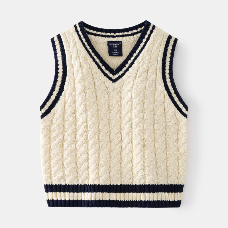 Boys' wool vest top baby pullover sweater 2023 new spring and autumn children's sweater wholesale tide