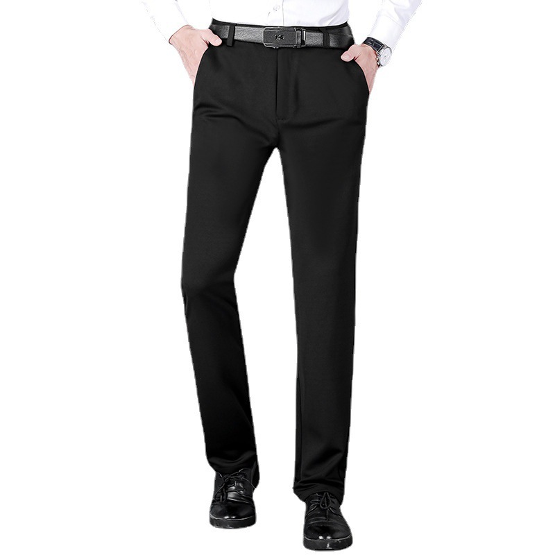 2023 autumn and winter New elastic men's casual pants young and middle-aged men's pants thick men's straight long pants