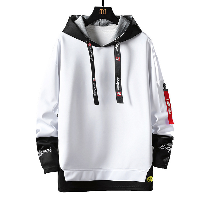Fake Two-piece Sweater Men's Spring and Autumn New Korean Fashionable Hooded Jacket Young Handsome Student Clothes Men