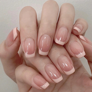 Gentle pure wind wear nail art patch ice through Halo French removable fake nail piece finished wholesale