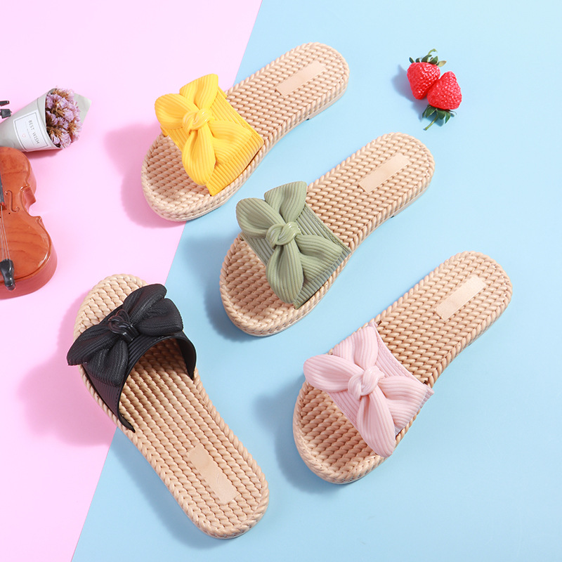 Summer New Arrival Bow Slippers Women's Outwear Korean Style Beach Shoes Sandals Women's Home Internet Celebrity ins Slippers