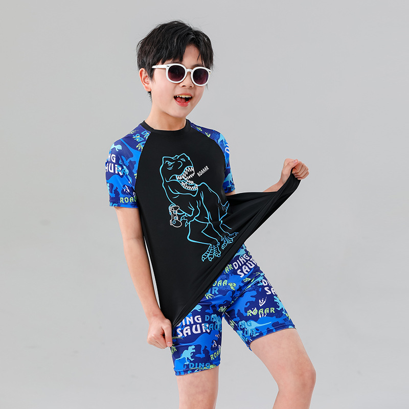 Children's swimsuit boys' two-piece swimsuit middle and big children's swimming trunks hot spring sun protection professional swimsuit factory direct sales
