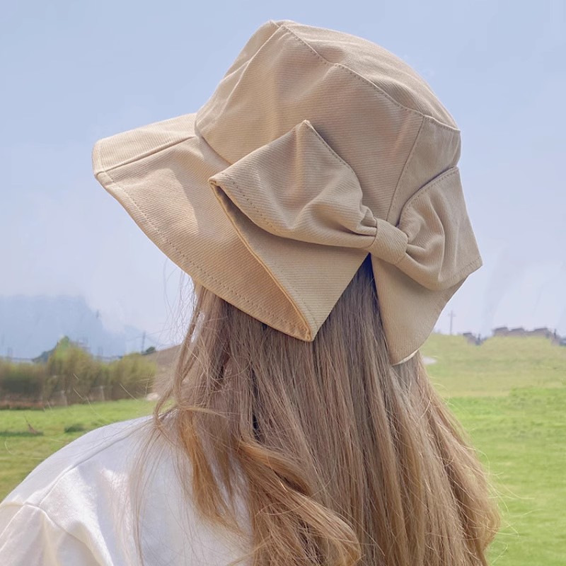 Hat Women's Korean-style Summer Japanese-style Trendy Bow Instagram Style All-match Sun-protection UV-protection Fisherman Hat