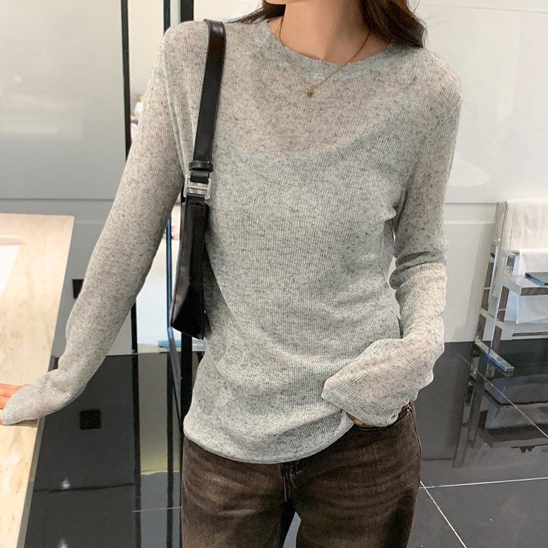 Korean-style Summer 2023 New Snowflake Linen Sunscreen Thin Slim-fit Slimming Solid Color Sweater