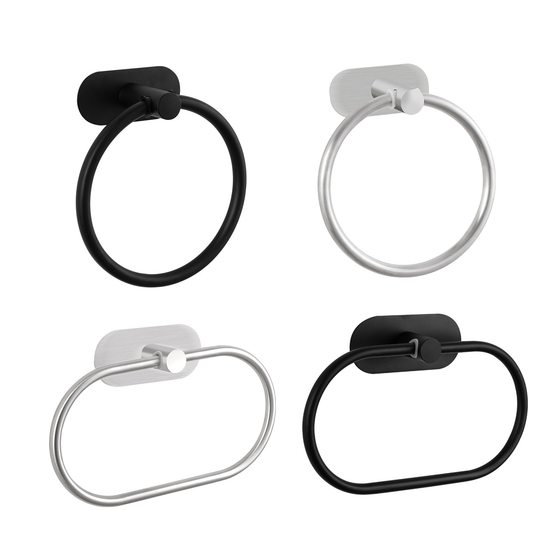 Cross-border American bathroom toilet perforated non-perforated stainless steel towel ring Oval towel rack hanging ring