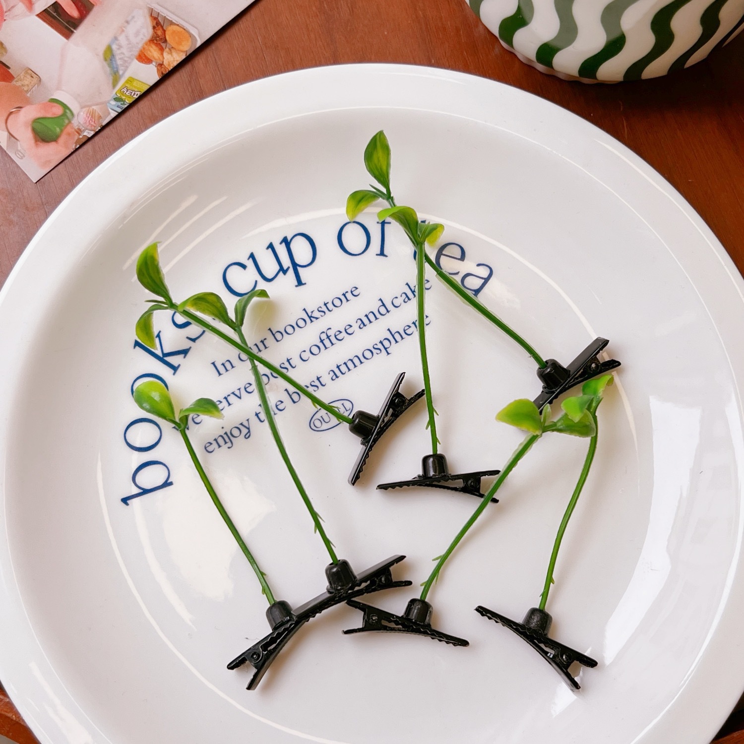 Funny Green Grass Hairpin Bean Sprout Head Long Grass Bean Sprout Small Hairpin Head Small Clip Headdress Selling Cute Top Clip