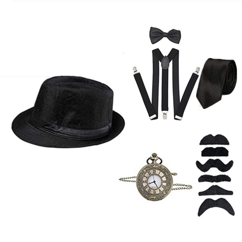 Foreign trade 1920s Gatsby ball party men's hat pocket watch strap tie hat set a generation of hair